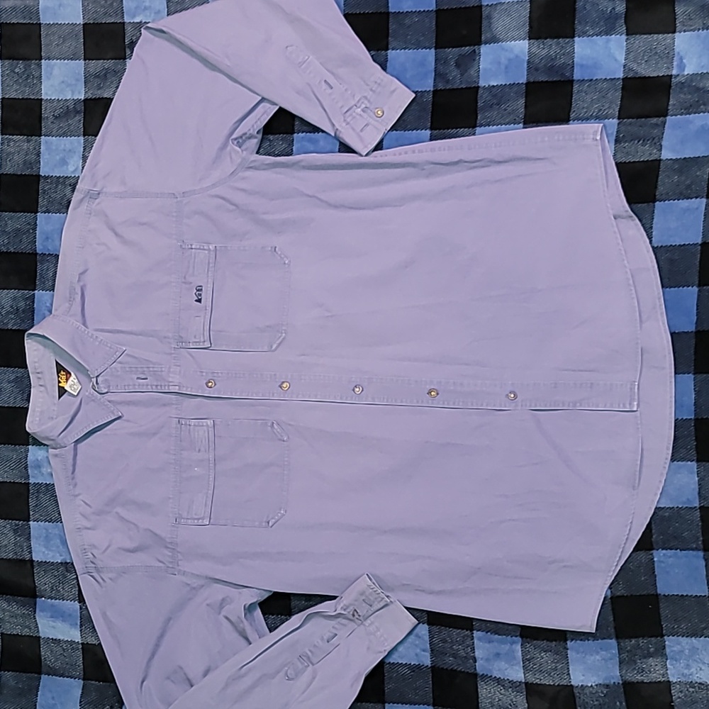 Vintage. 90s. REI. Heavy cotton button- up. Outdoors, Streetwear. Men's XL Tall.